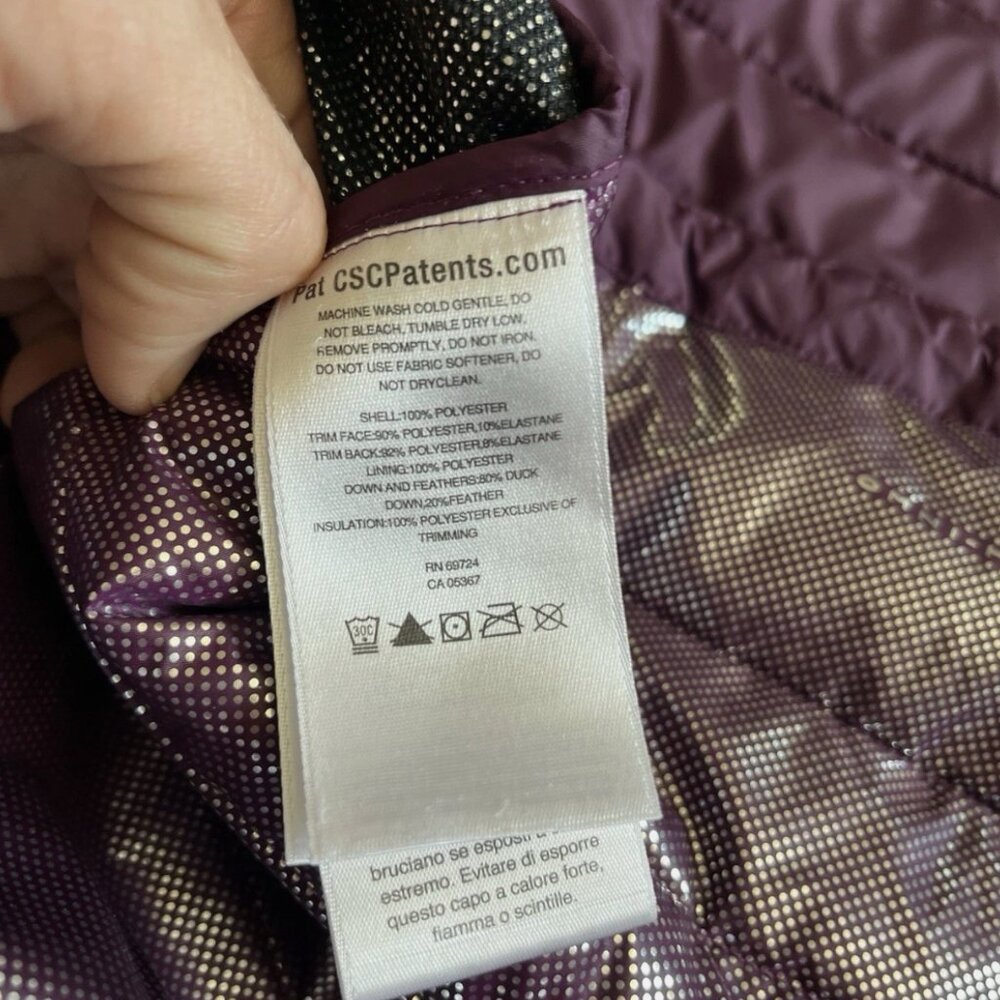 Columbia Jacket Women's Large Purple TurboDown 750TD Omni-Heat Zip Puffer Hooded - Picture 10 of 12